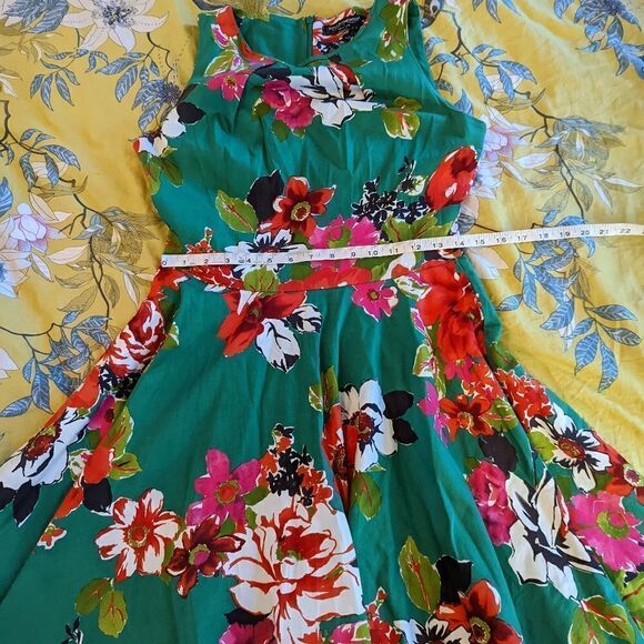 RENASCIMENTO green floral fit and flare dress sz  s dolce Vita made in Italy euc - Picture 6 of 6